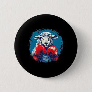 Bokser Schapen Met Bokshandschoenen Kickboksen Fun Ronde Button 5,7 Cm