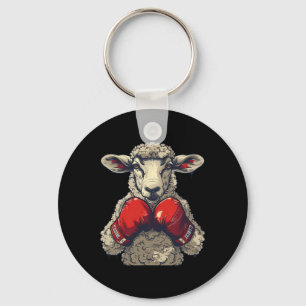 Bokser Schapen Met Bokshandschoenen Kickboksen Fun Sleutelhanger