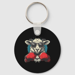 Bokser Schapen Met Bokshandschoenen Kickboksen Fun Sleutelhanger