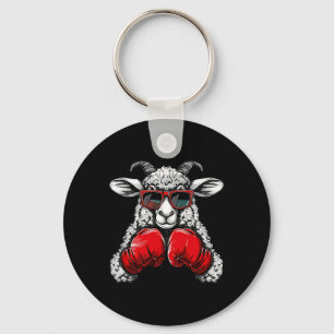 Bokser Schapen Met Bokshandschoenen Kickboksen Fun Sleutelhanger