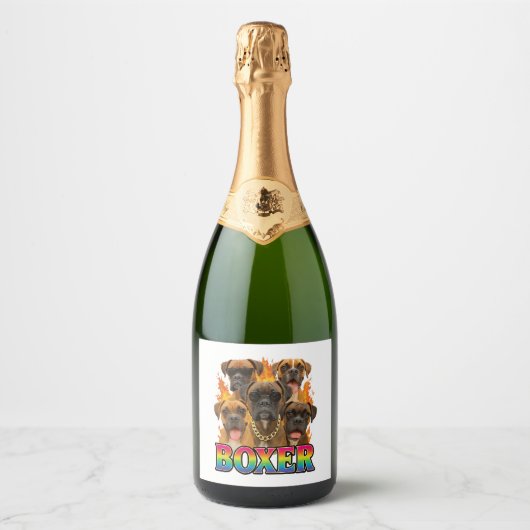 Bokser sparkling wijnetiket (Voorkant)