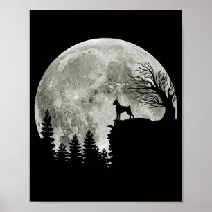 Bokser staande op Mountain Moon Light Halloween Poster