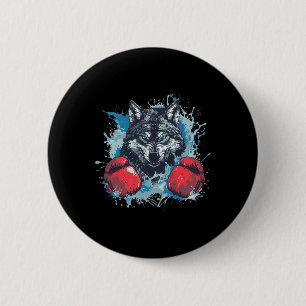 Bokser Wolf Met Bokshandschoenen Kickboksen Funny  Ronde Button 5,7 Cm