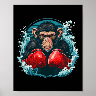 Bokseraap met bokshandschoenen Kickboksen Funny B Poster