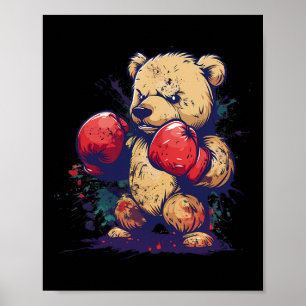 Bokserbeer met boks handschoenen kickboksen grappi poster