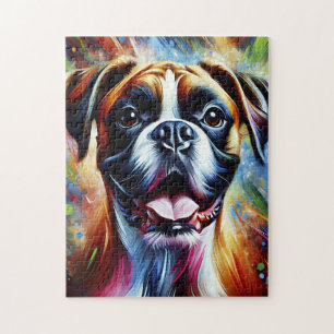 Bokserhond Portret Acryl Kunstprint Hond Liefhebbe Legpuzzel