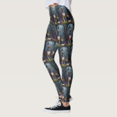 Boksershond grillig Halloween schilderij Leggings (Links)