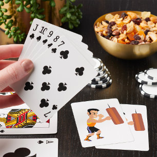 Boksertraining met bokszak pokerkaarten