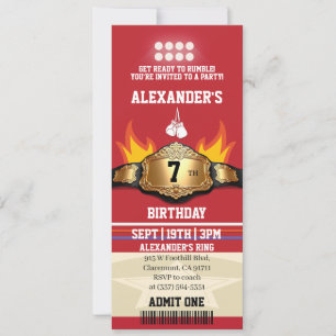 Boksgordel Ticket Verjaardagsfeest Kaart