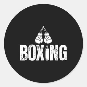 Bokshandschoenen en bokszak ronde sticker