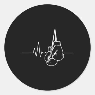 Bokshandschoenen en hartslag ronde sticker