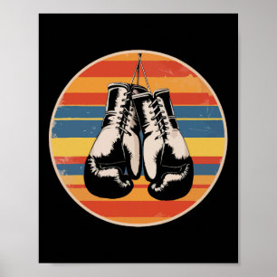 Bokshandschoenen Kickboksen Boksliefhebber Retro B Poster