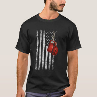 Bokshandschoenen met Amerikaanse vlag in distresse T-shirt