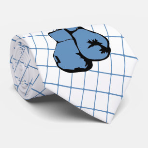 Bokshandschoenen op blauw Check stropdas