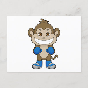 Bokshandschoenen voor aapbokser briefkaart