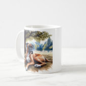 Bokshond in de schaduw Waterverf Art Koffiemok (Voorkant links)