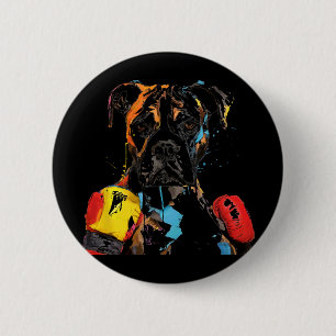 Bokshond Met Bokshandschoenen Mannen Vrouwen Kinde Ronde Button 5,7 Cm