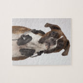 bokshond met hoofdtelefoon legpuzzel (Horizontaal)