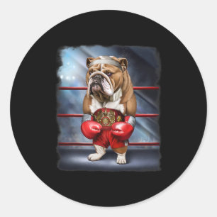 Bokskampioen Engelse Bulldog Fighter Ronde Sticker