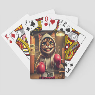 Bokskampioen? - Kat met bokshandschoenen Pokerkaarten