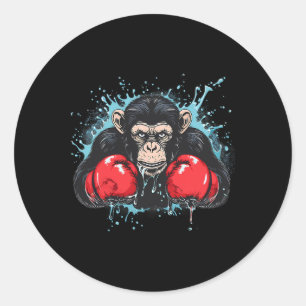 Boksliefhebber van apen Bokshandschoenen Kickbokse Ronde Sticker