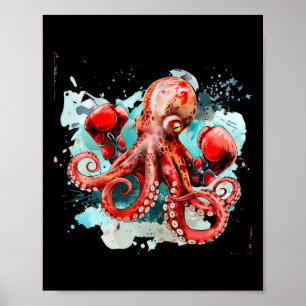 Boksliefhebber van de Octopus Oceaan Zeedier Boxer Poster