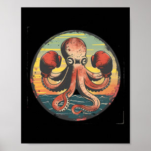 Boksliefhebber van Octopus Oceaan Zeedier Boxer Tr Poster