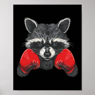 Boksliefhebber Wasbeer Bokshandschoenen Kickboksen Poster