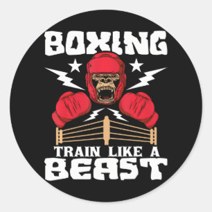 Bokstrein als een beest kickboksen kickbokser ronde sticker