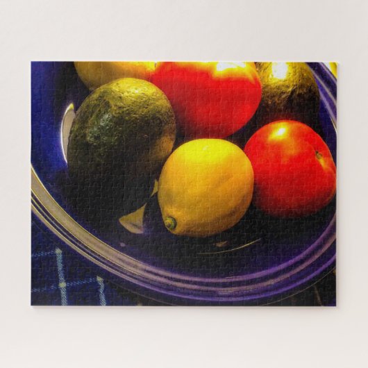 Bol bleu de Puzzle de fruits (Horizontal)