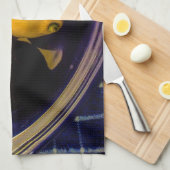 Bol bleu de serviettes de cuisine aux fruits (Quart Plié)