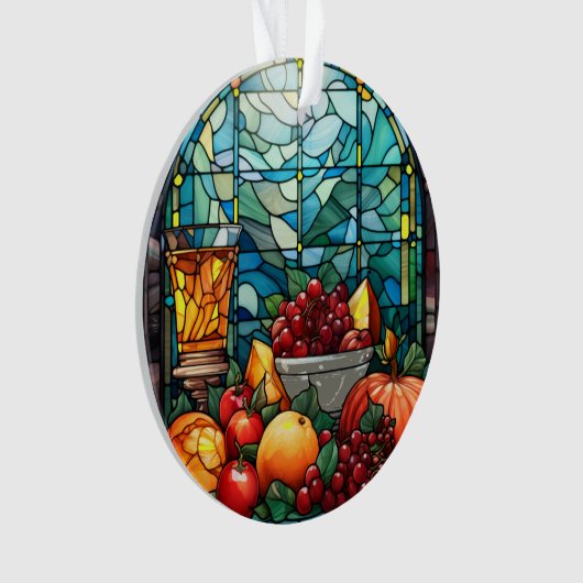 Bol de fruits en verre tendu (devant)