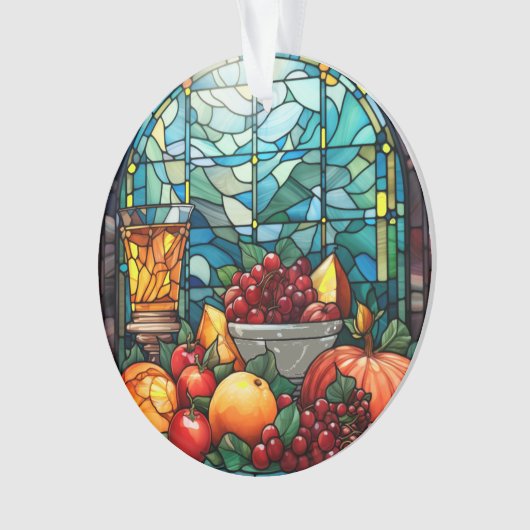 Bol de fruits en verre tendu (devant)