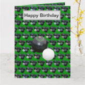 Bol de pelouse vert amusant, carte d'anniversaire, (Fleur jaune)