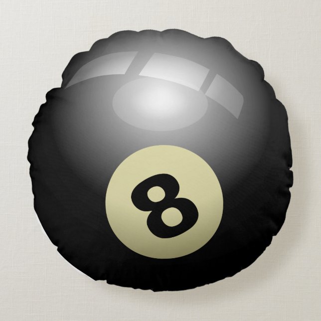 bola de billar negra. rond kussen (Voorkant)