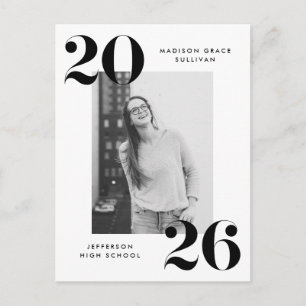 Bold 2022 Black Lettering Photo Graduation Party Uitnodiging Briefkaart