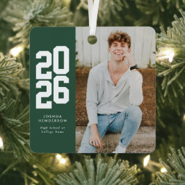 Bold 2023 Green White Photo Afstuderen Metalen Ornament