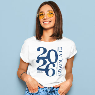 Bold 2025 Graduate Trendy Navy Graduation T-Shirt