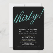 BOLD 30E anniversaire INVITATION script noir menth (Devant)