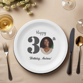 Bold 30th Birthday Party Photo Papieren Bordje