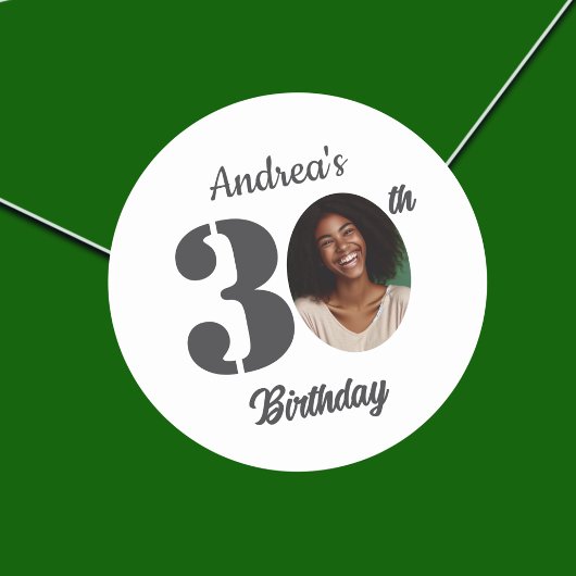 Bold 30th Birthday Party Photo Ronde Sticker