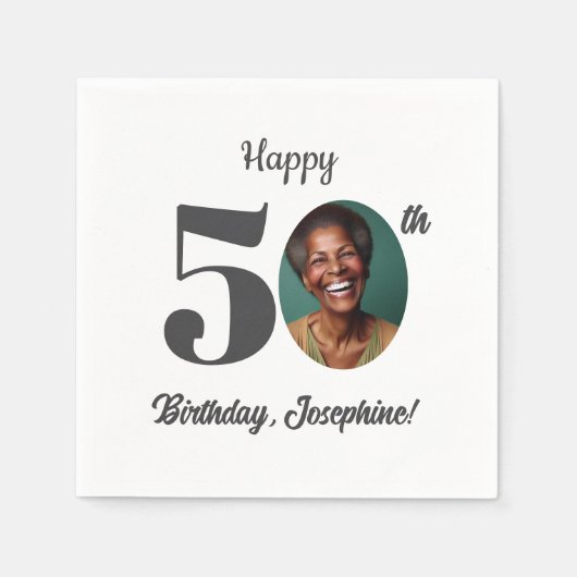 Bold 50th Birthday Party Photo Servet (Voorkant)