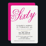 BOLD 60E anniversaire INVITATION script noir rose<br><div class="desc">par kat massard >>> kat@simplysweetPAPERIE.com <<< Un design d'invitation branché pour votre ANNIVERSAIRE à tout âge. Configuration en tant que modèle il est simple pour vous d'ajouter vos propres détails, ou appuyez sur le bouton personnaliser et vous pouvez ajouter ou modifier du texte, des polices, des tailles, etc CONSEIL ::...</div>