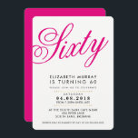 BOLD 60E anniversaire INVITATION script noir rose<br><div class="desc">par kat massard >>> kat@simplysweetPAPERIE.com <<< Un design d'invitation branché pour votre ANNIVERSAIRE à tout âge. Configuration en tant que modèle il est simple pour vous d'ajouter vos propres détails, ou appuyez sur le bouton personnaliser et vous pouvez ajouter ou modifier du texte, des polices, des tailles, etc CONSEIL ::...</div>