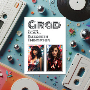 Bold 70s Typografie Retro Disco Afstudeerfeest Kaart