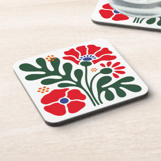 Bold Abstract Floral Coaster with Poppy Motif Bier Onderzetter