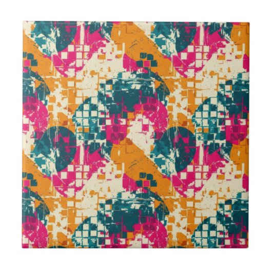 Bold Abstract Geometric - Grunge Brush Texture (3) Tegeltje (Voorkant)