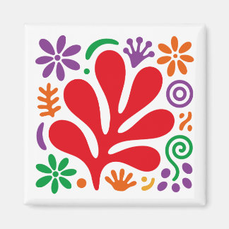 Bold Abstract Magnet Colorful Floral Matisse Style Magneet