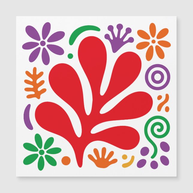 Bold Abstract Magnetic Card Floral Matisse Style (Voorkant)