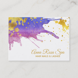 *~*Bold Abstracte Paarse Waterverf Gold Luxe Glam Visitekaartje